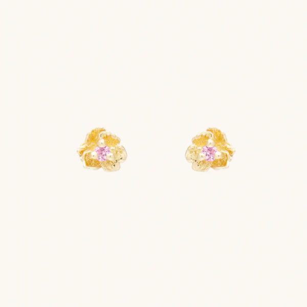 Pansy Pink Sapphire Stud