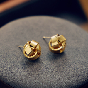 Minimalist French Knot Silver Stud Earrings