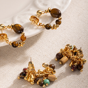 Gold-Plated Tiger's Eye Earrings
