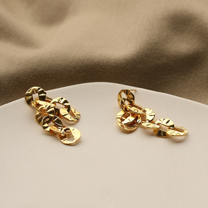 Gold-Plated Circular Chain Earrings